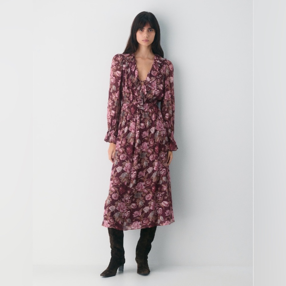 Aritzia Wilfred Bronte Dress -  Cordovan/ Frzn Berry - M